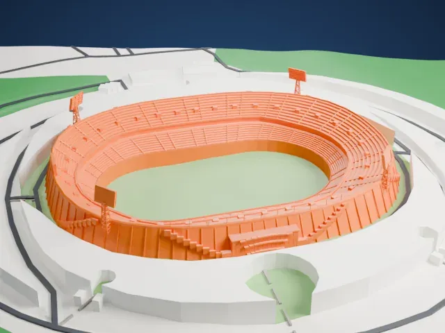 Azadi Stadium model, West view