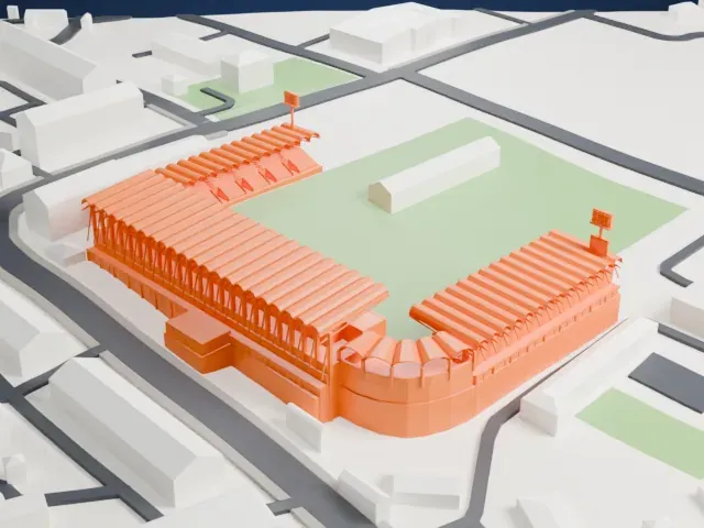 Azersun Arena model, East view