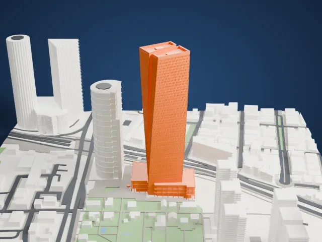 Azrieli Sarona Tower model, West view