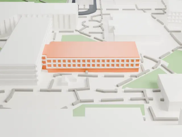 B. B. Moeur Activity Building model, East view