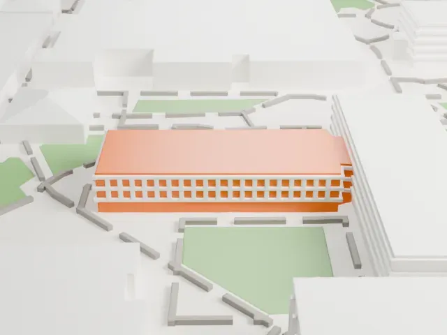 B. B. Moeur Activity Building model, West view