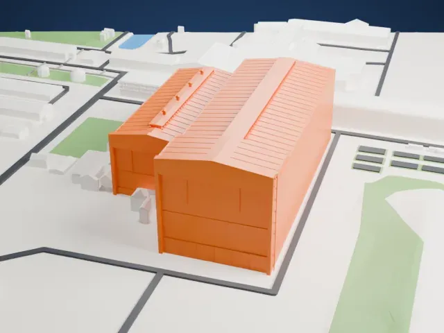 B&W Hallerne model, East view