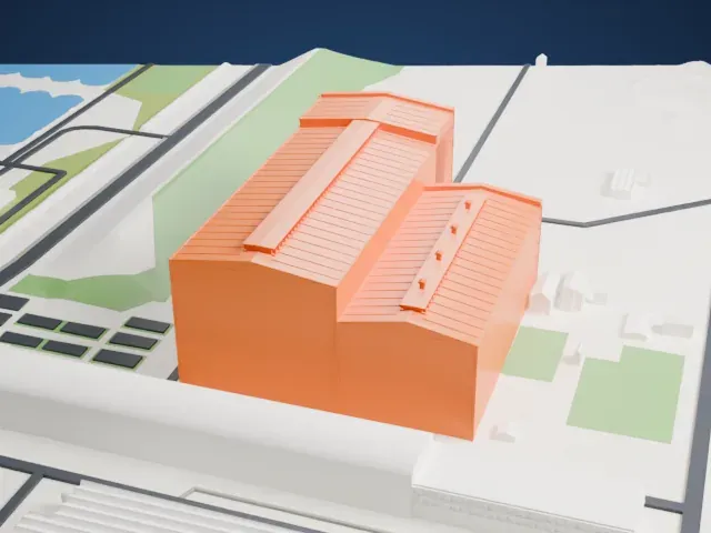 B&W Hallerne model, West view