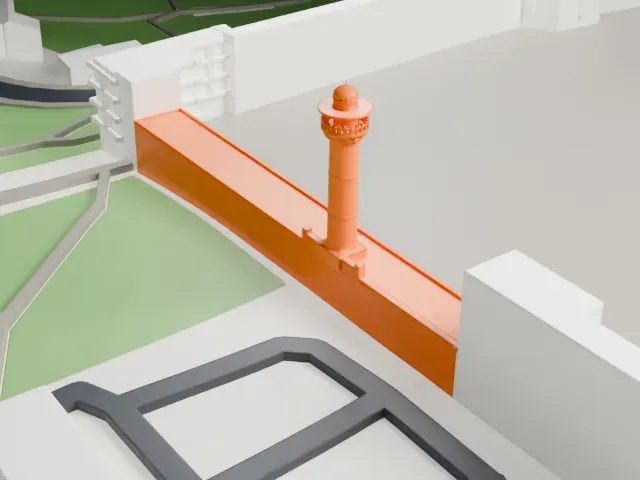Bab al-Asbat Minaret model, West view