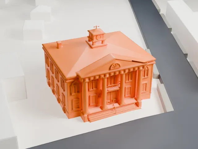 Babylon Town Hall model, South view