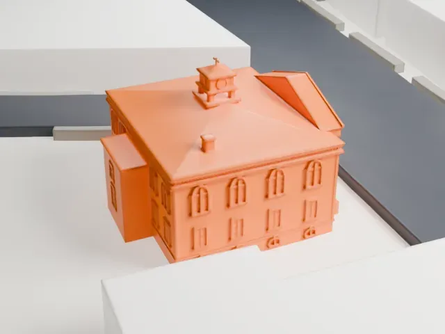 Babylon Town Hall model, West view