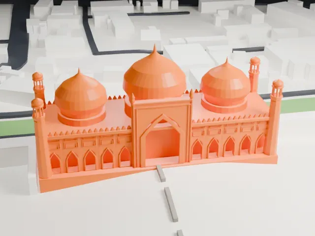 Badshahi Mosque model, East view