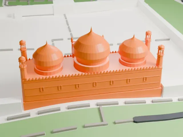 Badshahi Mosque model, West view