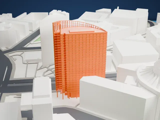 Bahntower model, North view