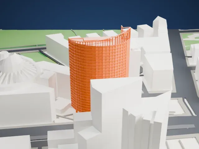 Bahntower model, South view