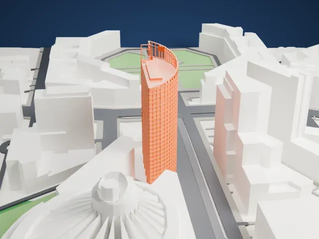 Bahntower model, West view