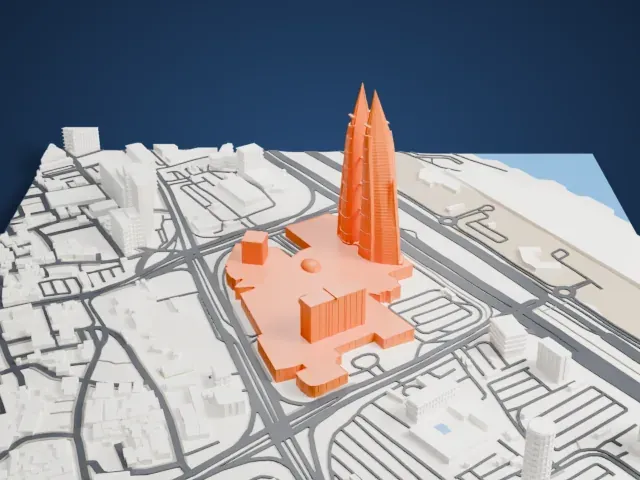 Bahrain World Trade Center model, East view