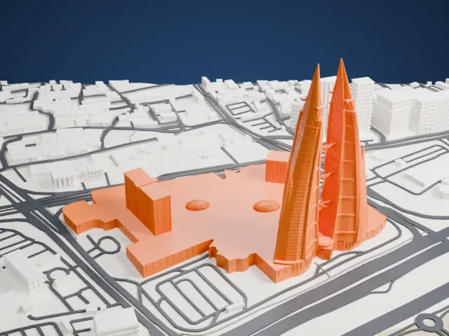 Bahrain World Trade Center model, North view
