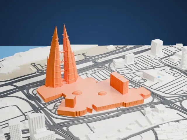 Bahrain World Trade Center model, South view