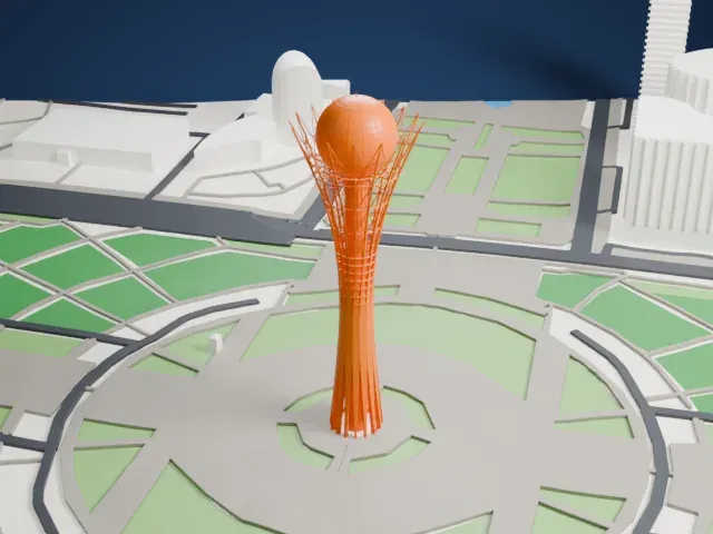 Baiterek (monument) model, East view