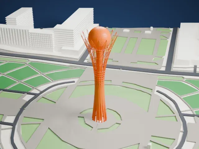 Baiterek (monument) model, West view