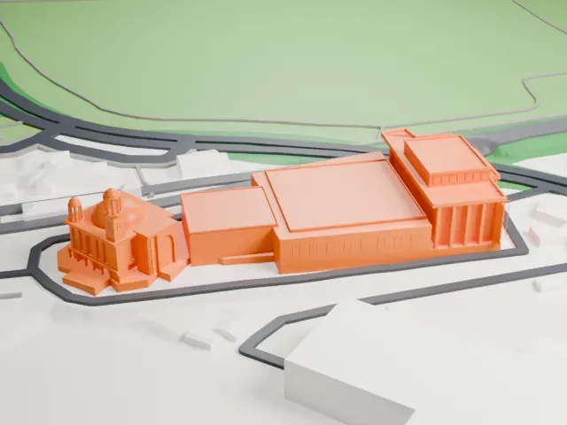 Baitul Futuh Mosque model, East view