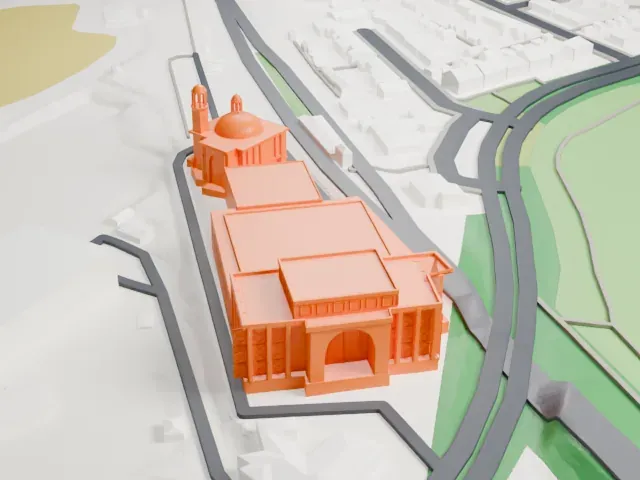 Baitul Futuh Mosque model, North view