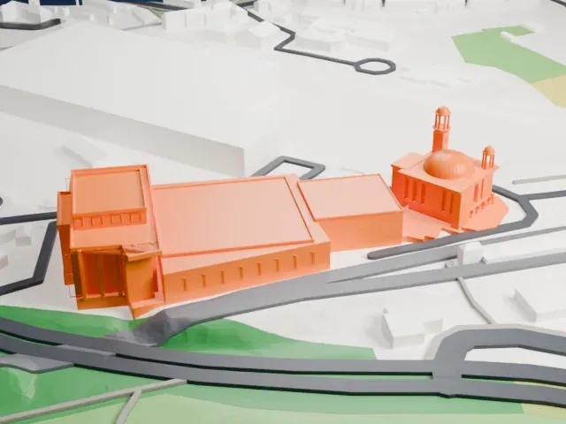 Baitul Futuh Mosque model, West view