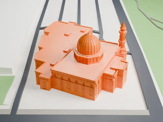 Baitun Nur Mosque model, East view