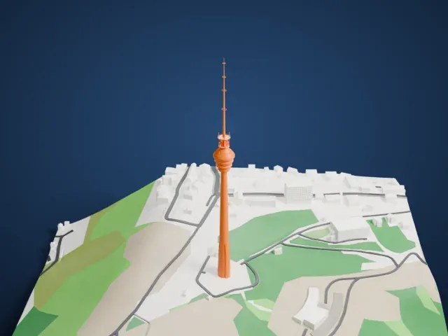 Baku TV Tower model, East view