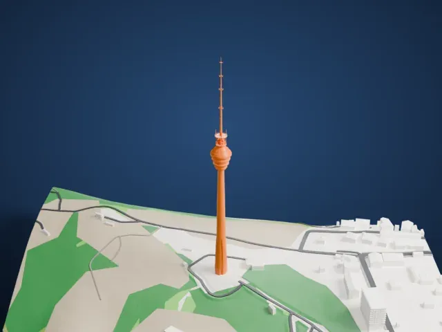 Baku TV Tower model, North view