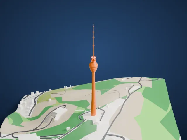 Baku TV Tower model, West view