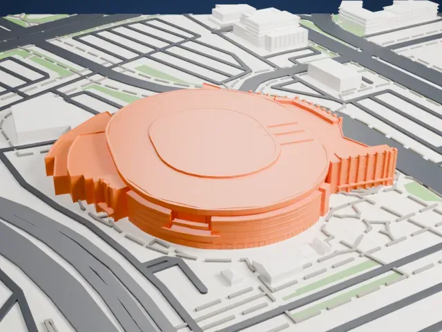 Ball Arena model, West view