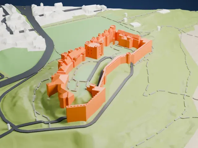 Bamburgh Castle model, East view