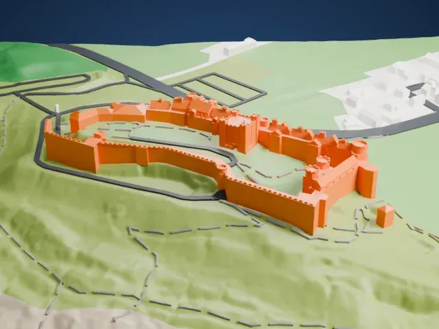 Bamburgh Castle model, North view