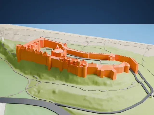Bamburgh Castle model, South view