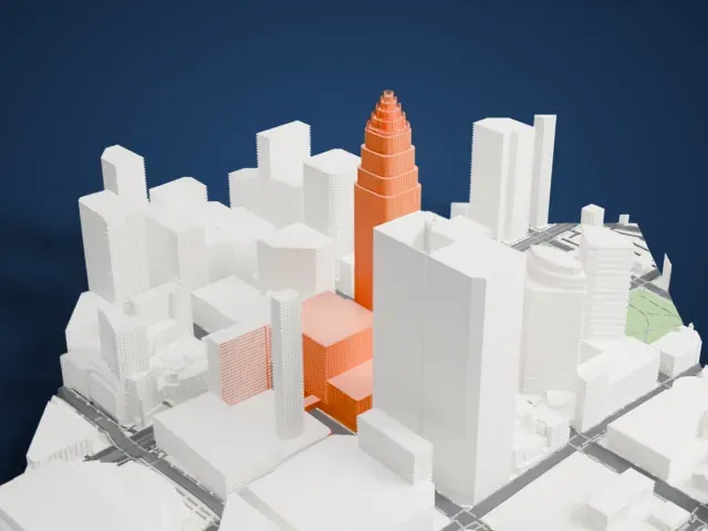 Bank of America Corporate Center model, East view