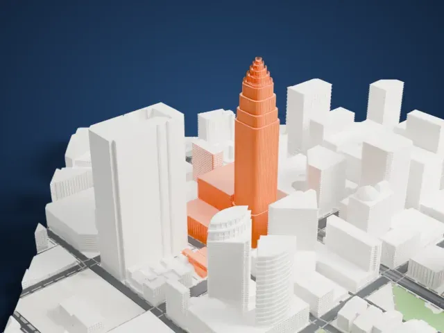 Bank of America Corporate Center model, North view