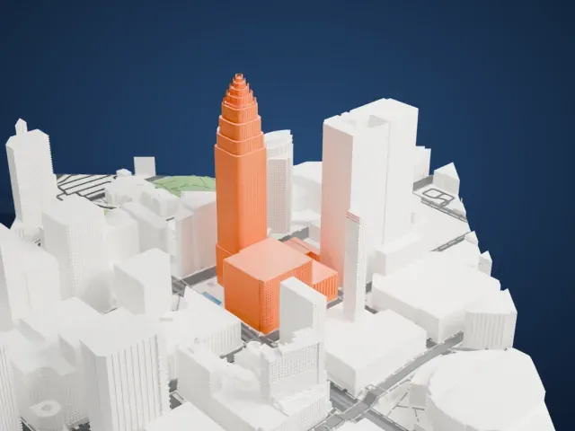 Bank of America Corporate Center model, South view