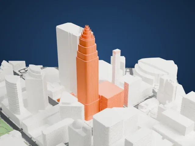 Bank of America Corporate Center model, West view