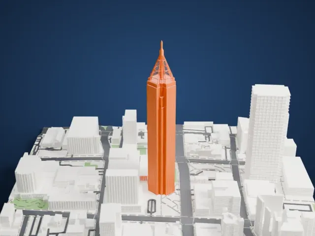 Bank of America Plaza model, East view