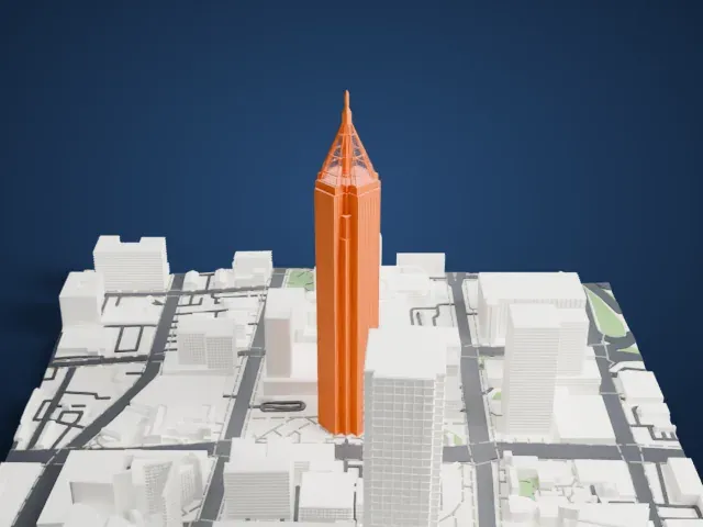 Bank of America Plaza model, North view