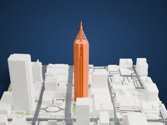 Bank of America Plaza model, West view