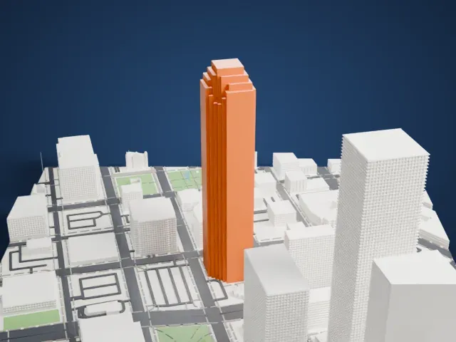 Bank of America Plaza model, East view
