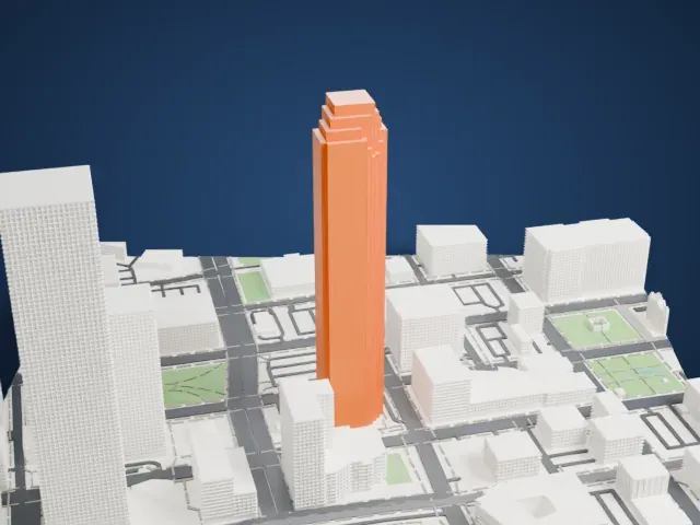 Bank of America Plaza model, North view