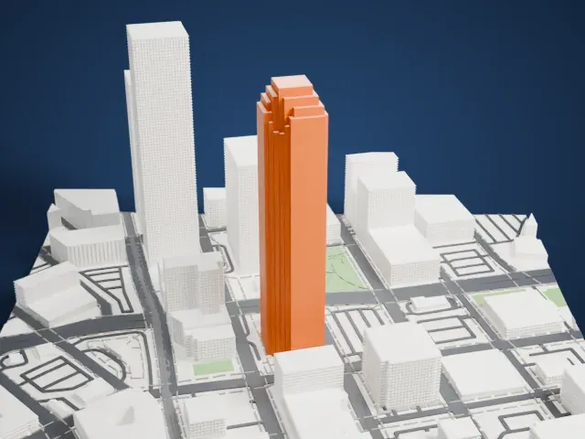 Bank of America Plaza model, West view