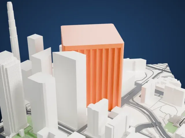 Bank of America Plaza (Los Angeles) model, East view