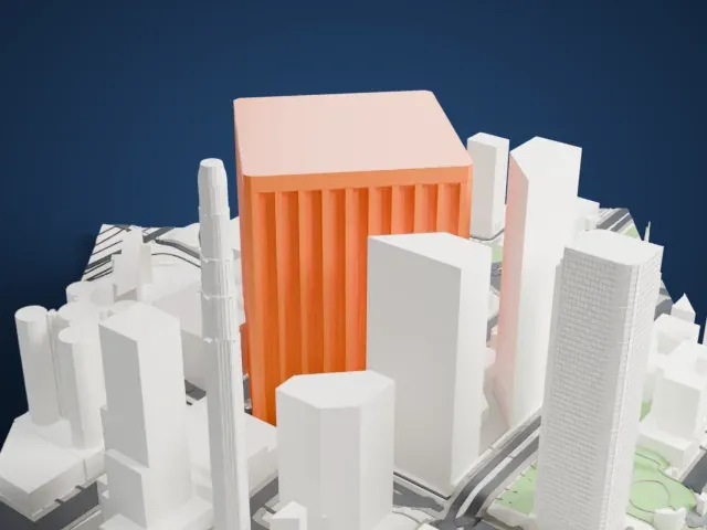 Bank of America Plaza (Los Angeles) model, South view