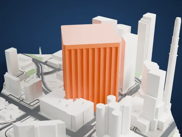 Bank of America Plaza (Los Angeles) model, West view
