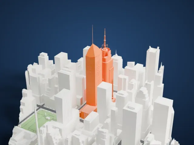 Bank of America Tower model, East view