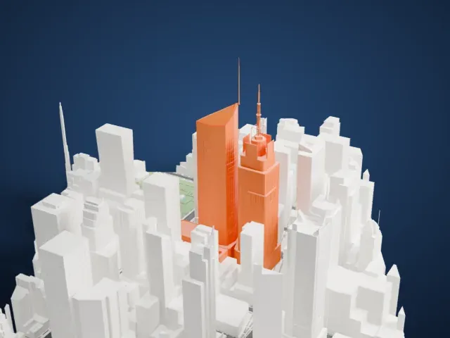Bank of America Tower model, North view