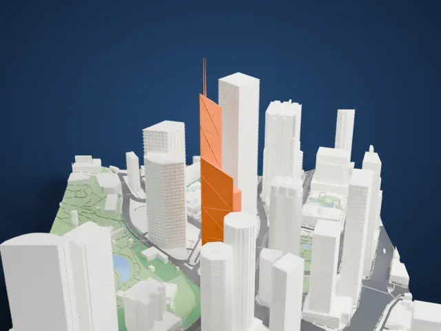 Bank of China Tower model, East view