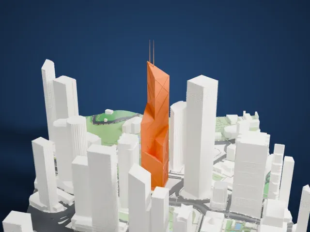Bank of China Tower model, North view