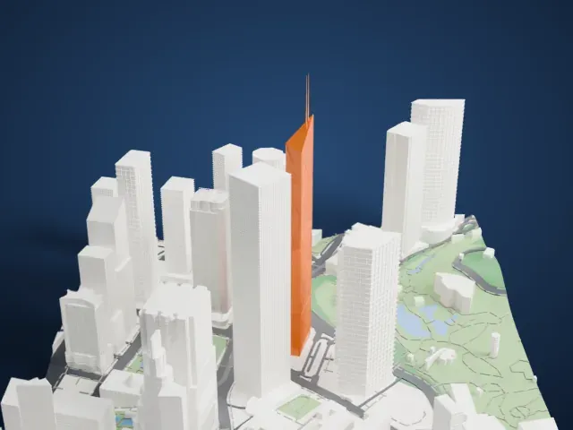 Bank of China Tower model, West view