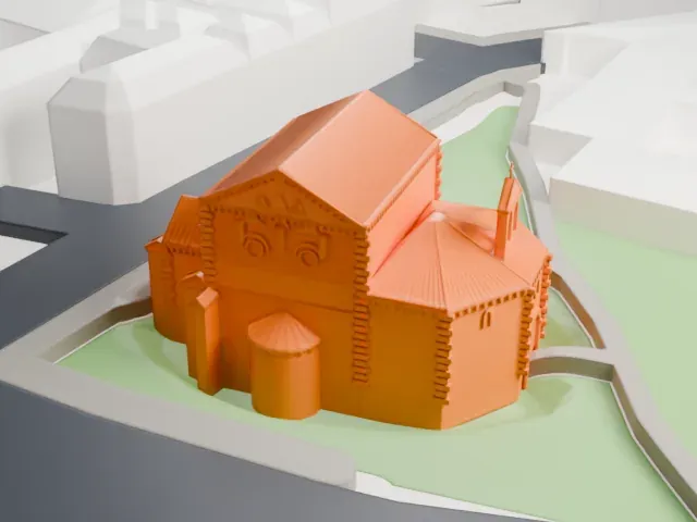Baptistère Saint-Jean model, North view